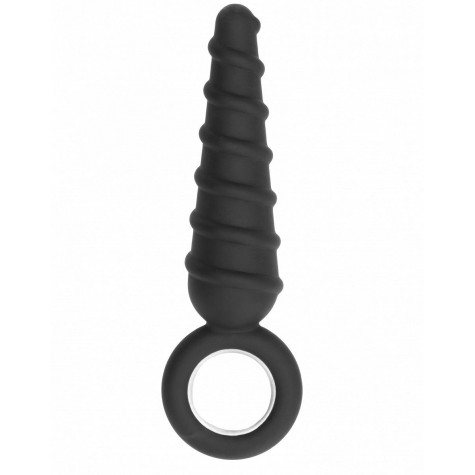 Анальная пробка со спиралью на поверхности No.60 Dildo With Metal Ring - 17,5 см.